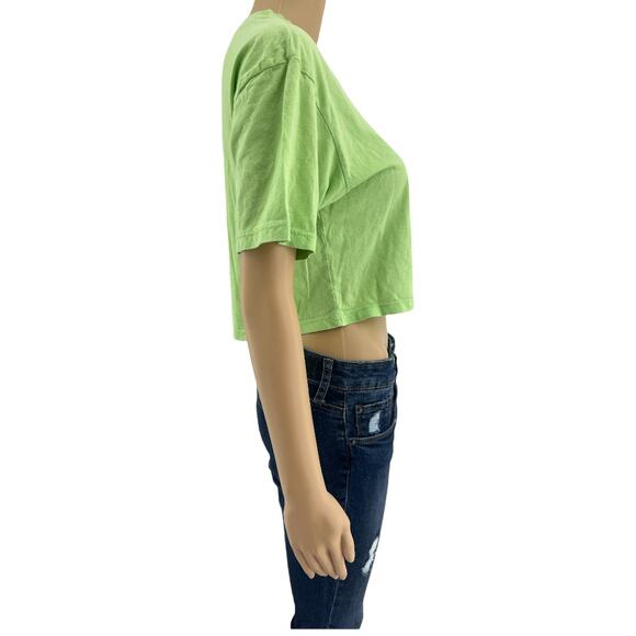 Truly Madly Deeply (S) Green Worn In Distressed Crop Top Tee Shirt - Picture 4 of 7